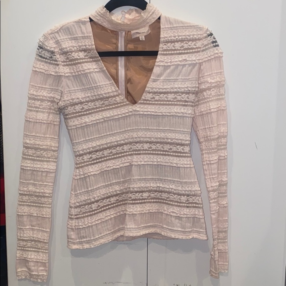 Cinq a sept pale pink lace top